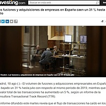 Las fusiones y adquisiciones de empresas en Espaa caen un 31 % hasta julio